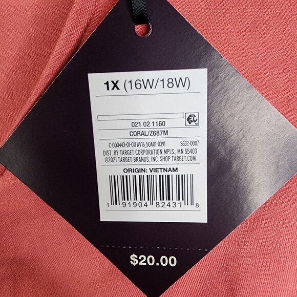 Womens Coral Pink Ruched Knit Top V Neck Long Sleeve Ava & Viv Plus Size 1X - Picture 6 of 12